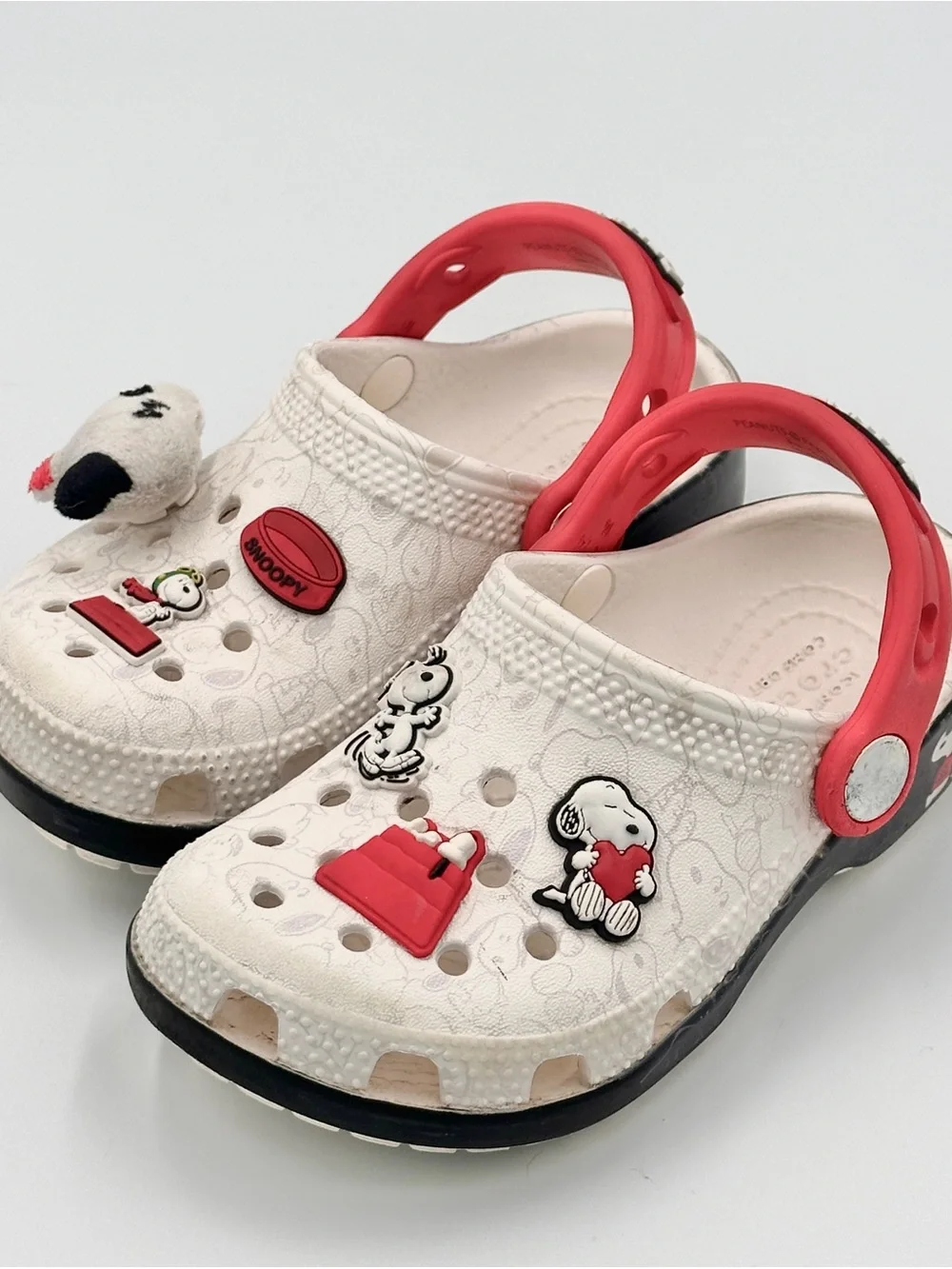 Toddler 8 White and Red Snoopy CROCS